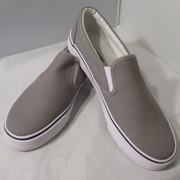 NEW Emma Comfy Gray & White Ladies Womens Canvas Casual Slip-On Shoes Size 10 - Picture 2 of 8